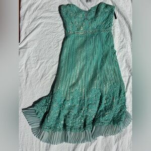 Betsey Johnson Turquoise Lace High Low Dress